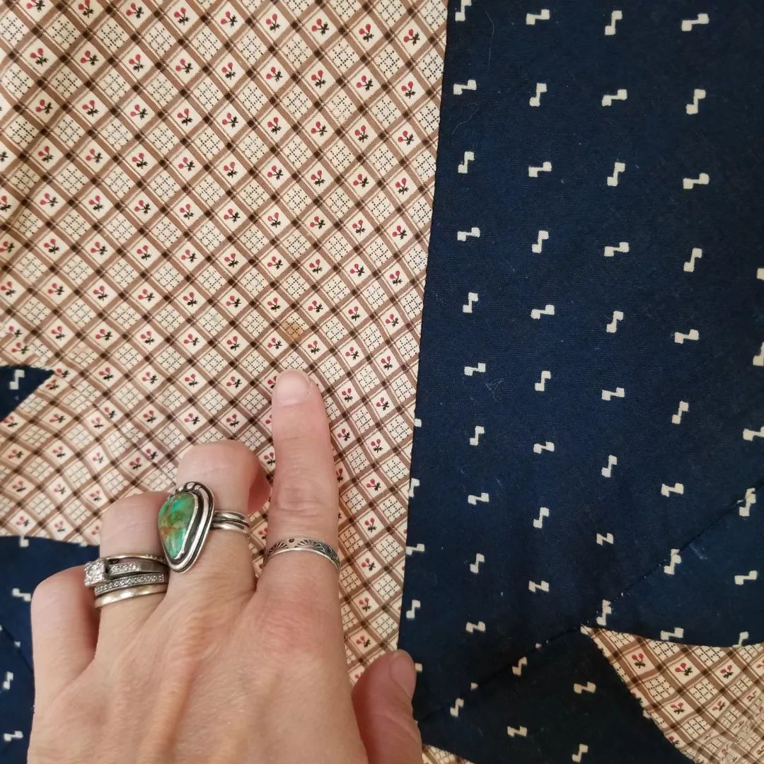 Unquilted Indigo and Cherry Coverlet