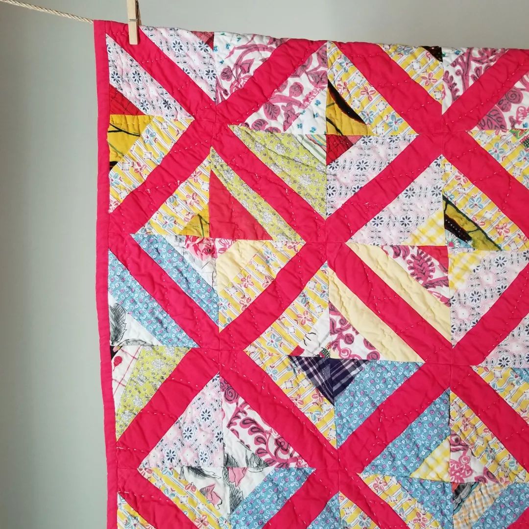 Red Sashed Scrappy Quilt