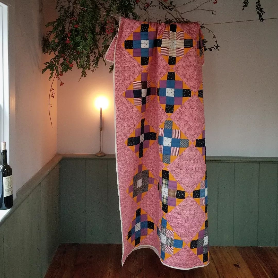 Double Pink Calico Quilt