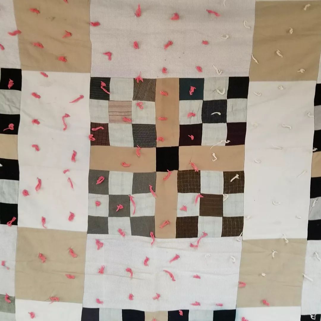 Hand Tied Feed Sack Quilt