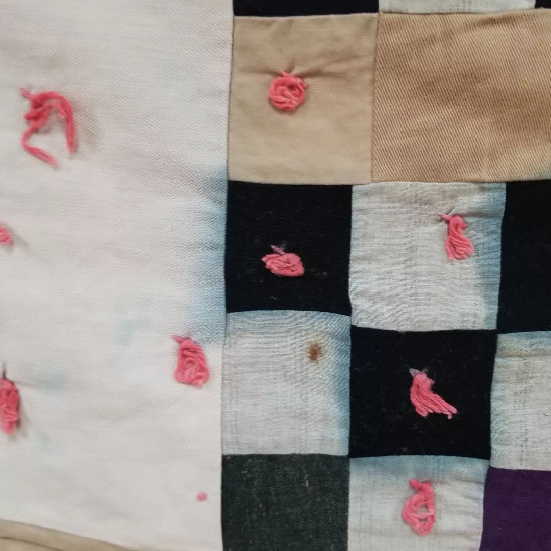 Hand Tied Feed Sack Quilt