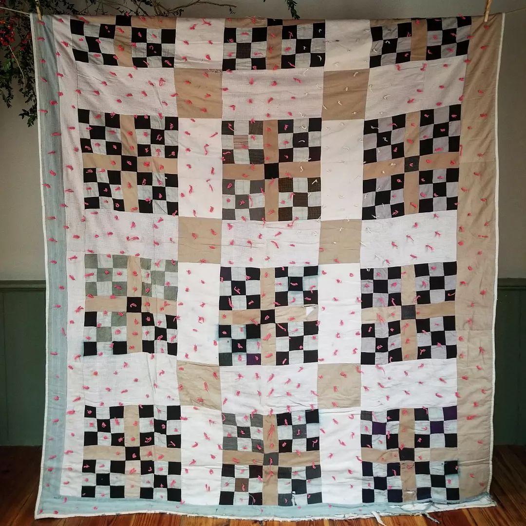 Hand Tied Feed Sack Quilt
