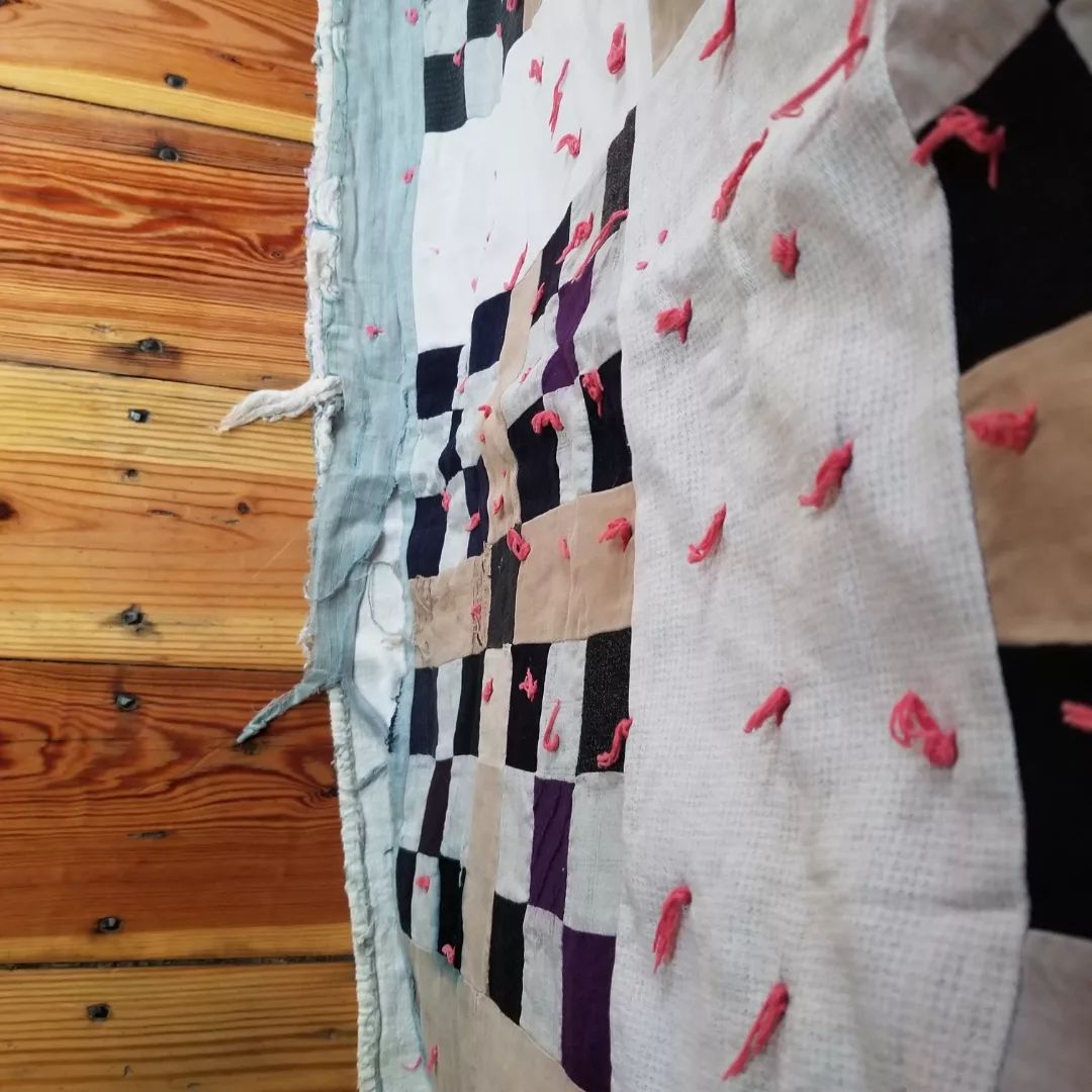 Hand Tied Feed Sack Quilt
