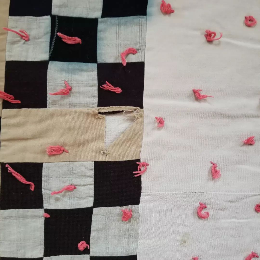 Hand Tied Feed Sack Quilt