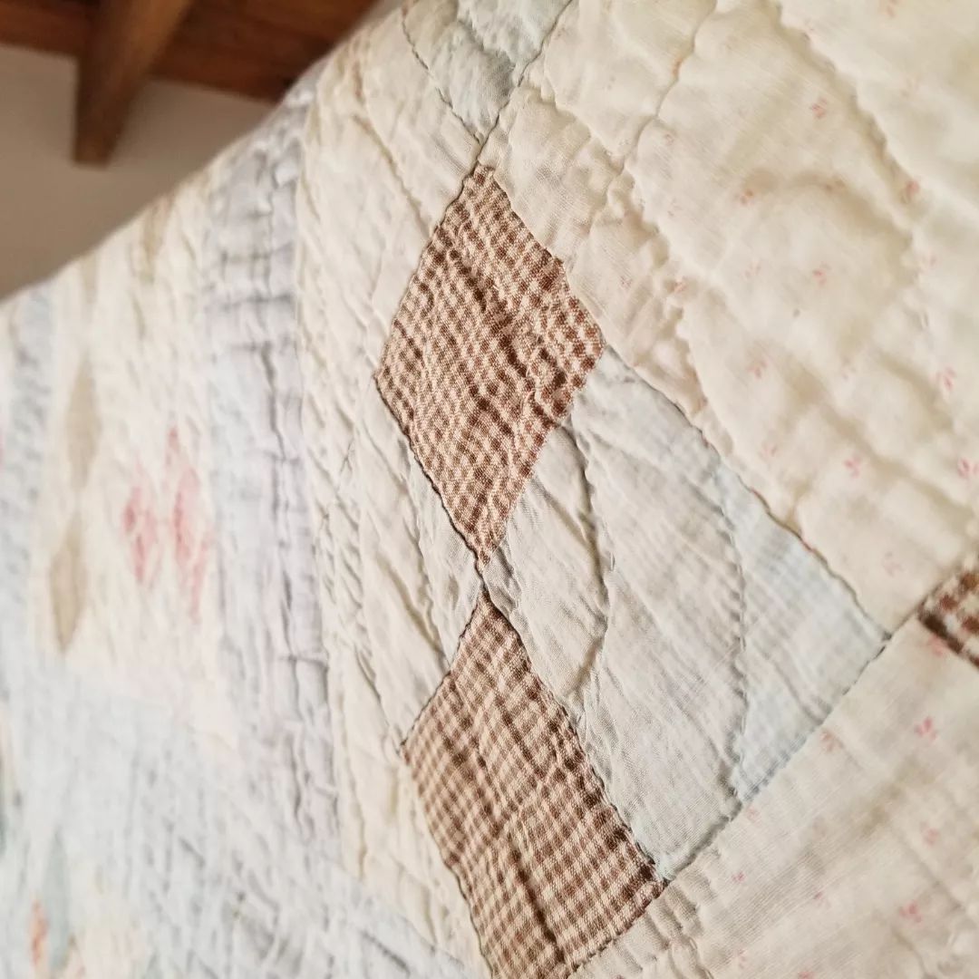 Blue Sashed Primitive Quilt