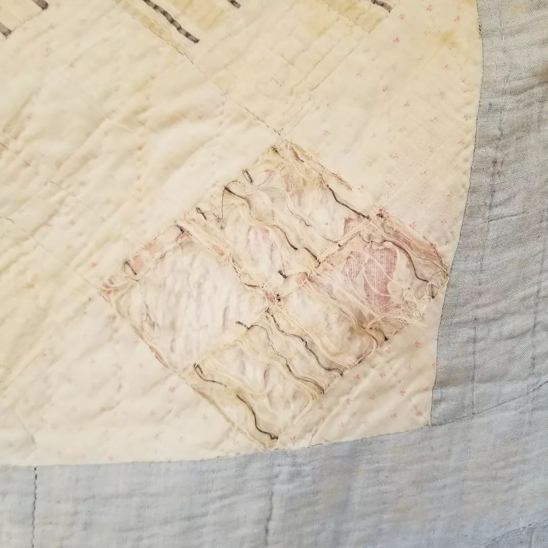 Blue Sashed Primitive Quilt