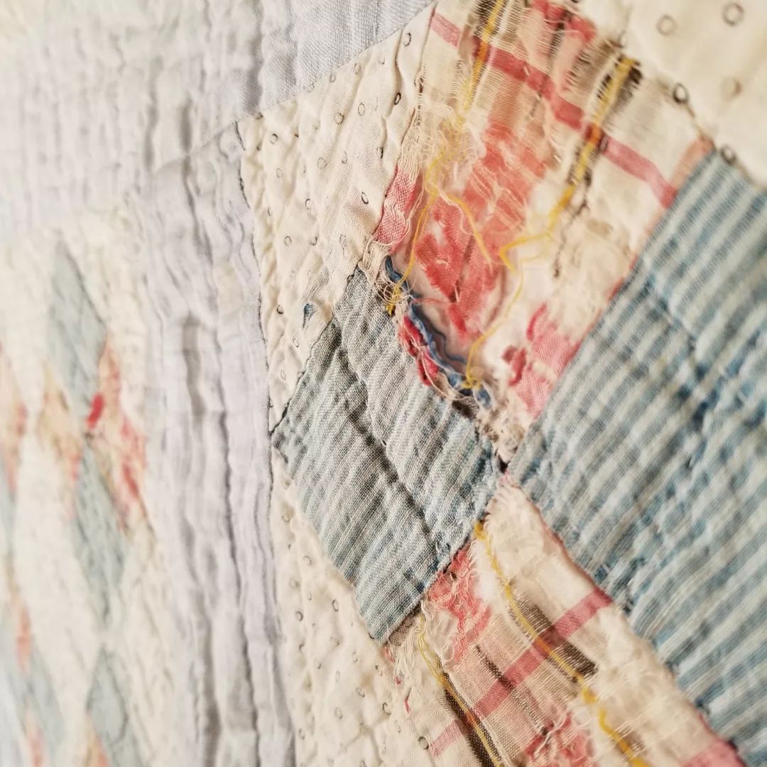 Blue Sashed Primitive Quilt