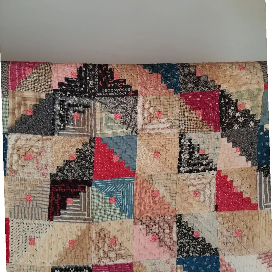 Indigo-backed Log Cabin Quilt