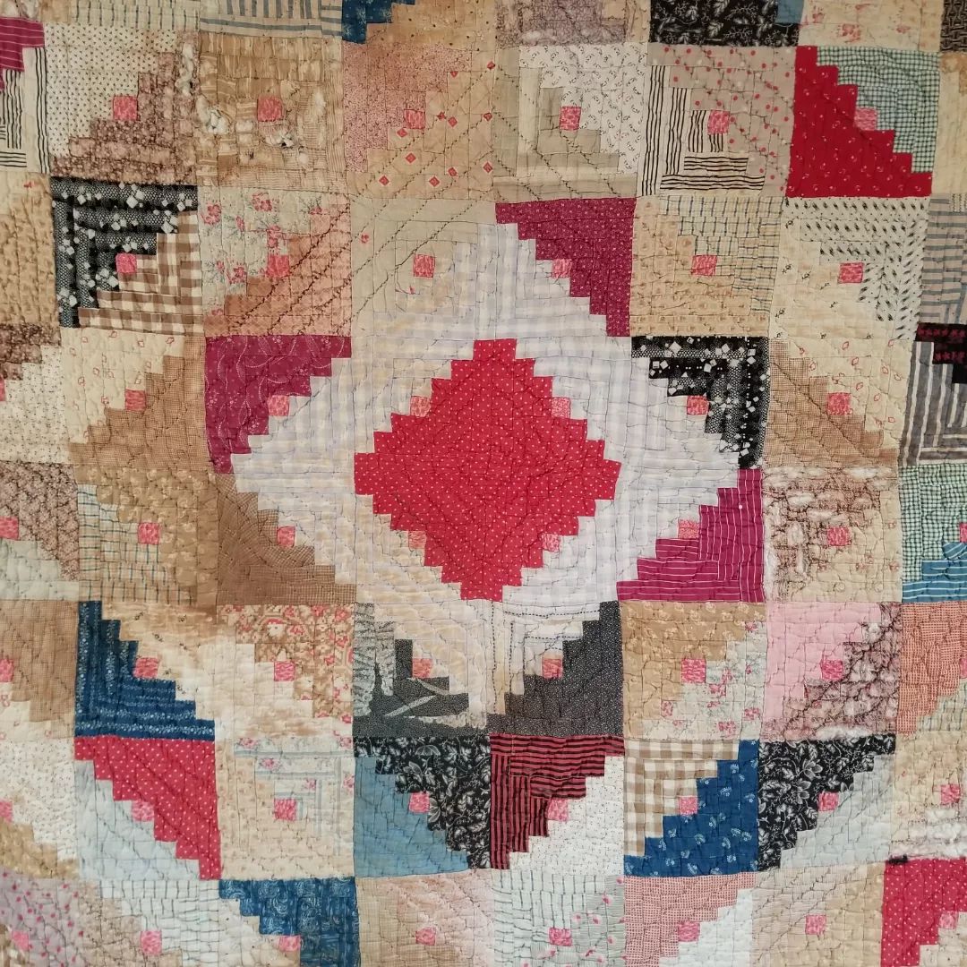 Indigo-backed Log Cabin Quilt