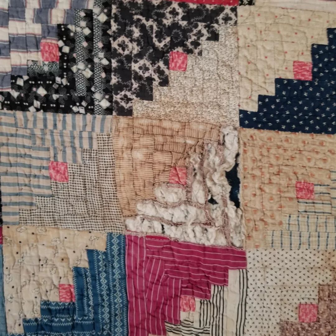 Indigo-backed Log Cabin Quilt