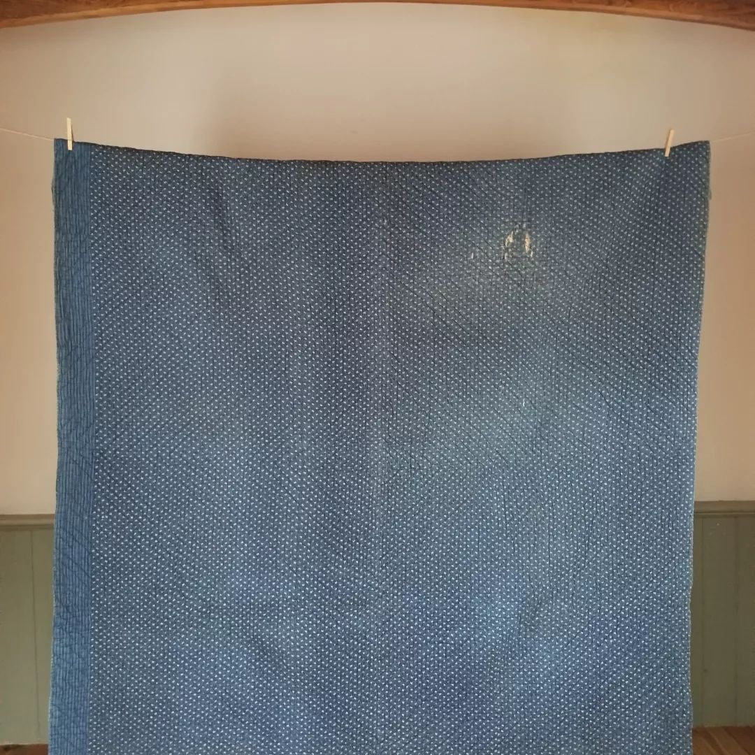 Indigo-backed Log Cabin Quilt