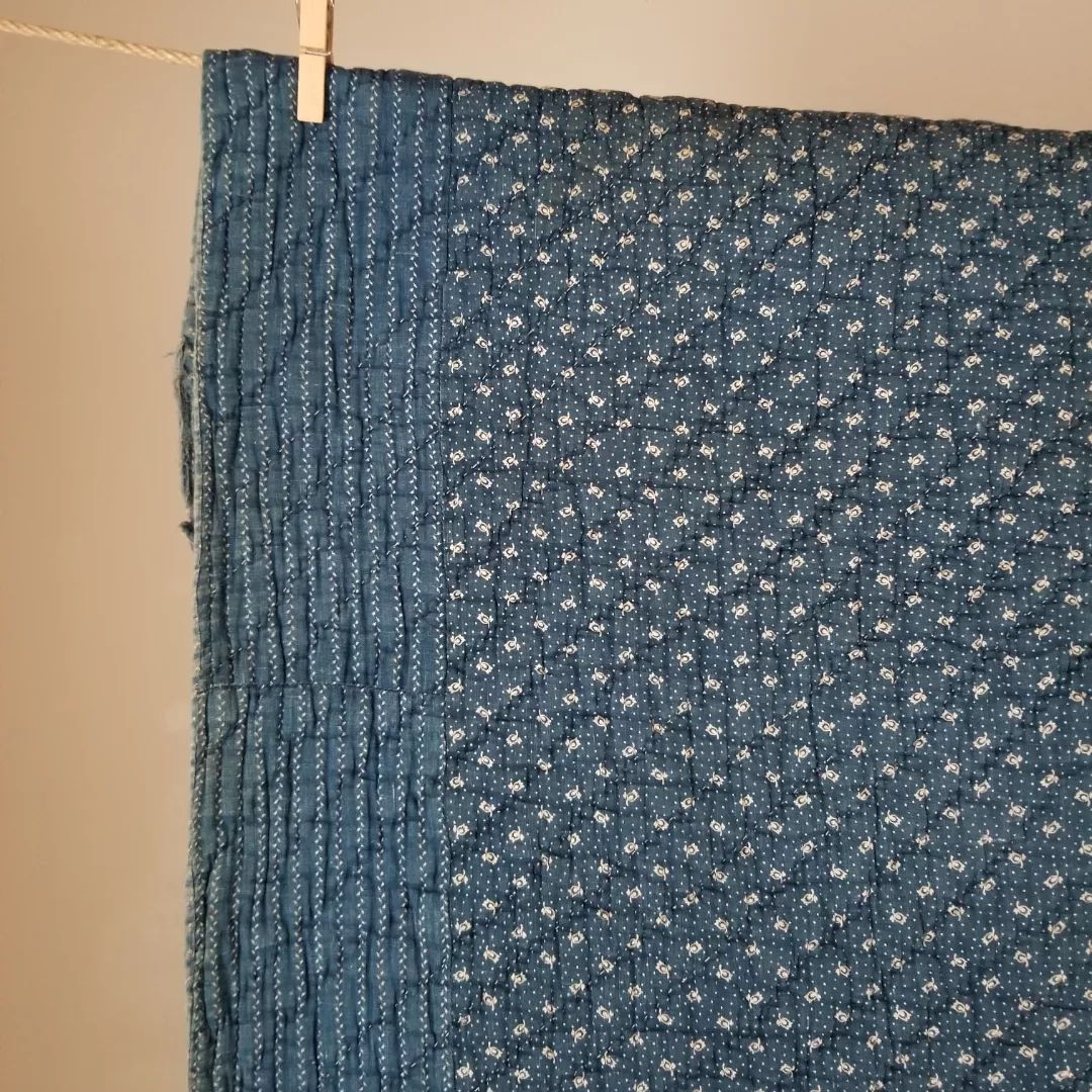 Indigo-backed Log Cabin Quilt