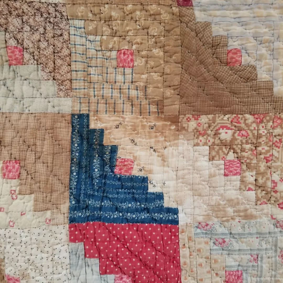 Indigo-backed Log Cabin Quilt