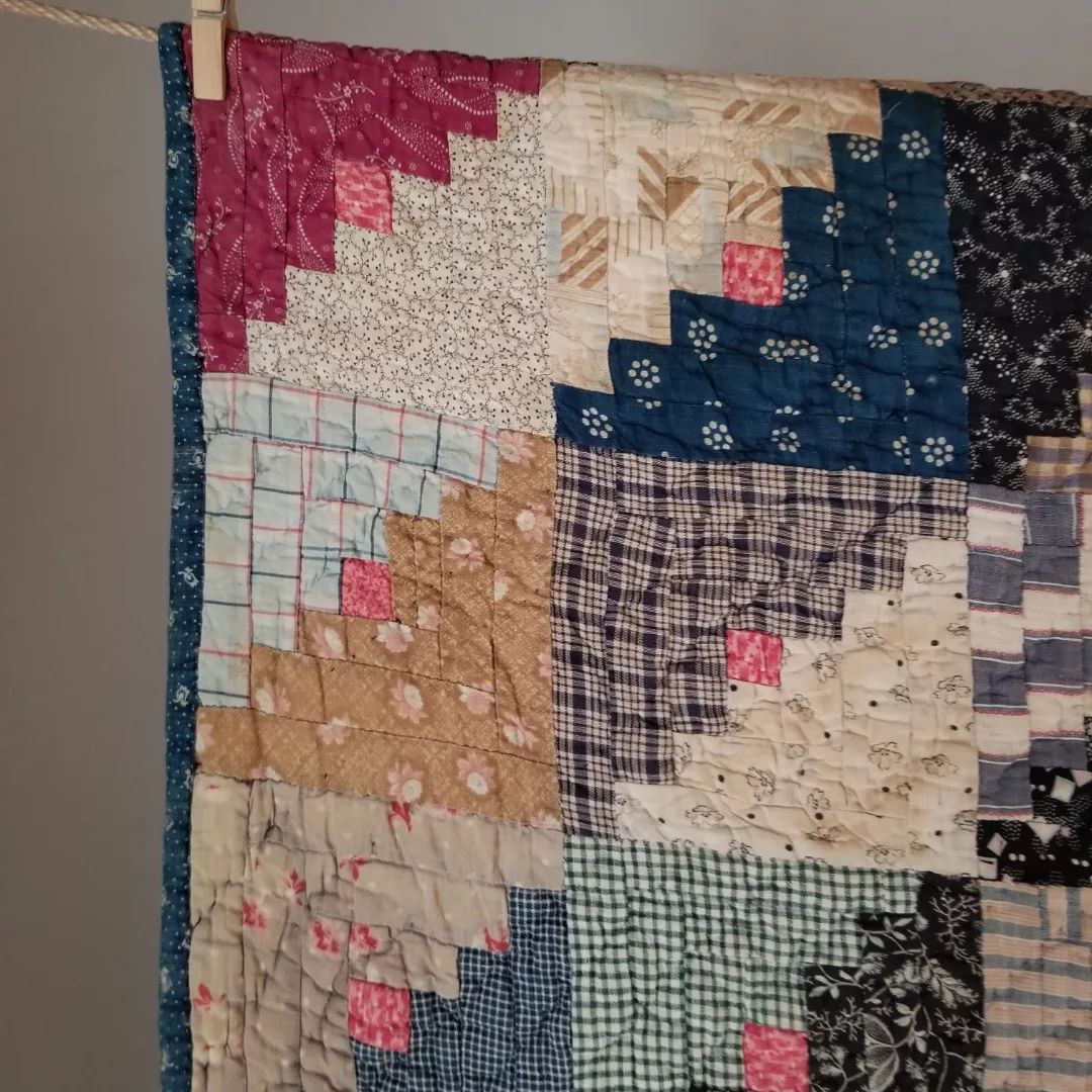 Indigo-backed Log Cabin Quilt