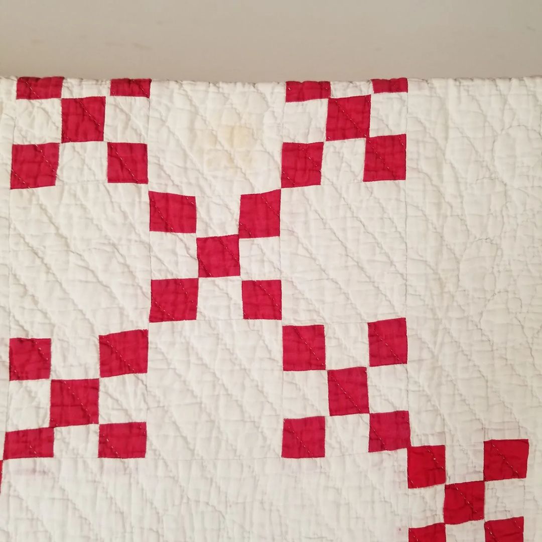 Red and White Irish Chain Quilt
