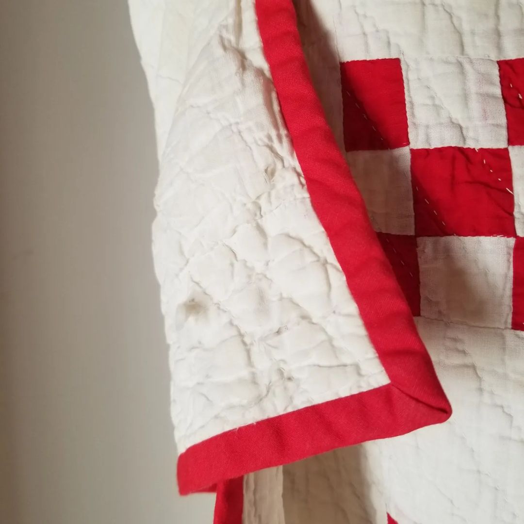 Red and White Irish Chain Quilt
