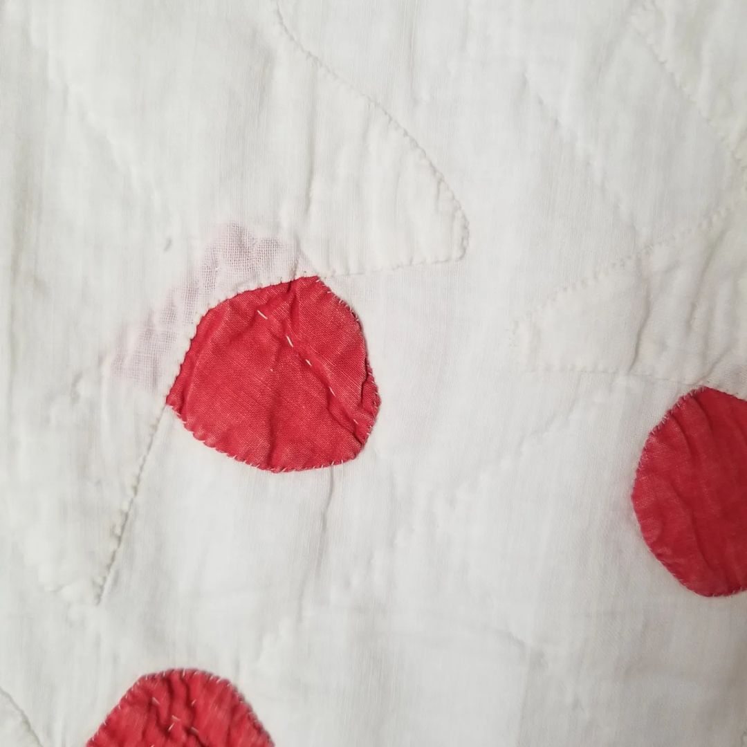 Red Applique Flower Quilt