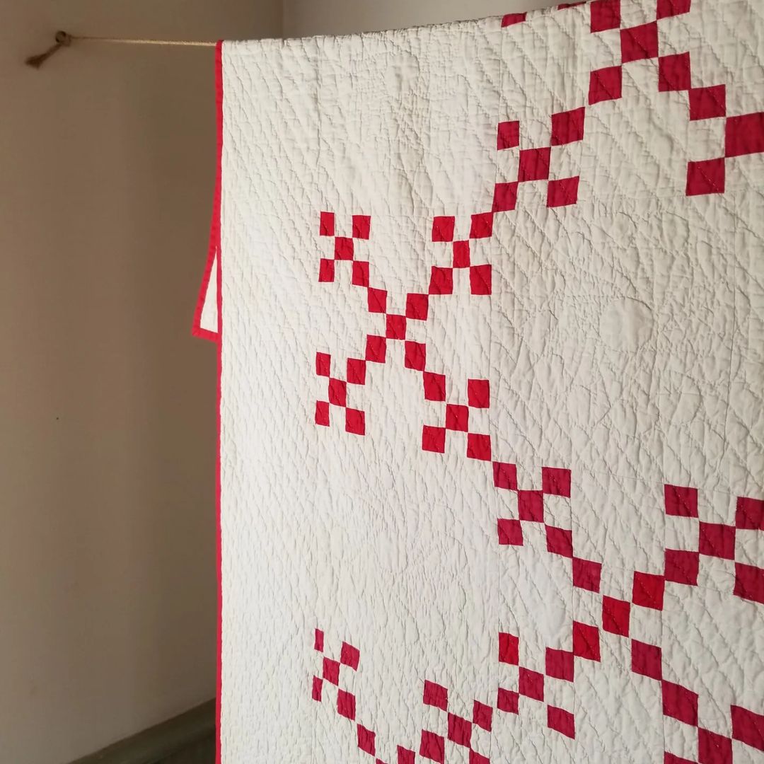 Red and White Irish Chain Quilt