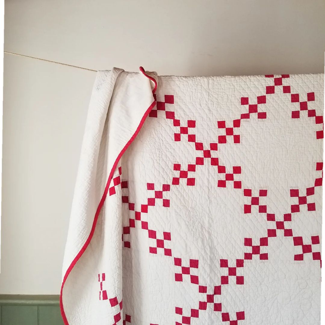 Red and White Irish Chain Quilt