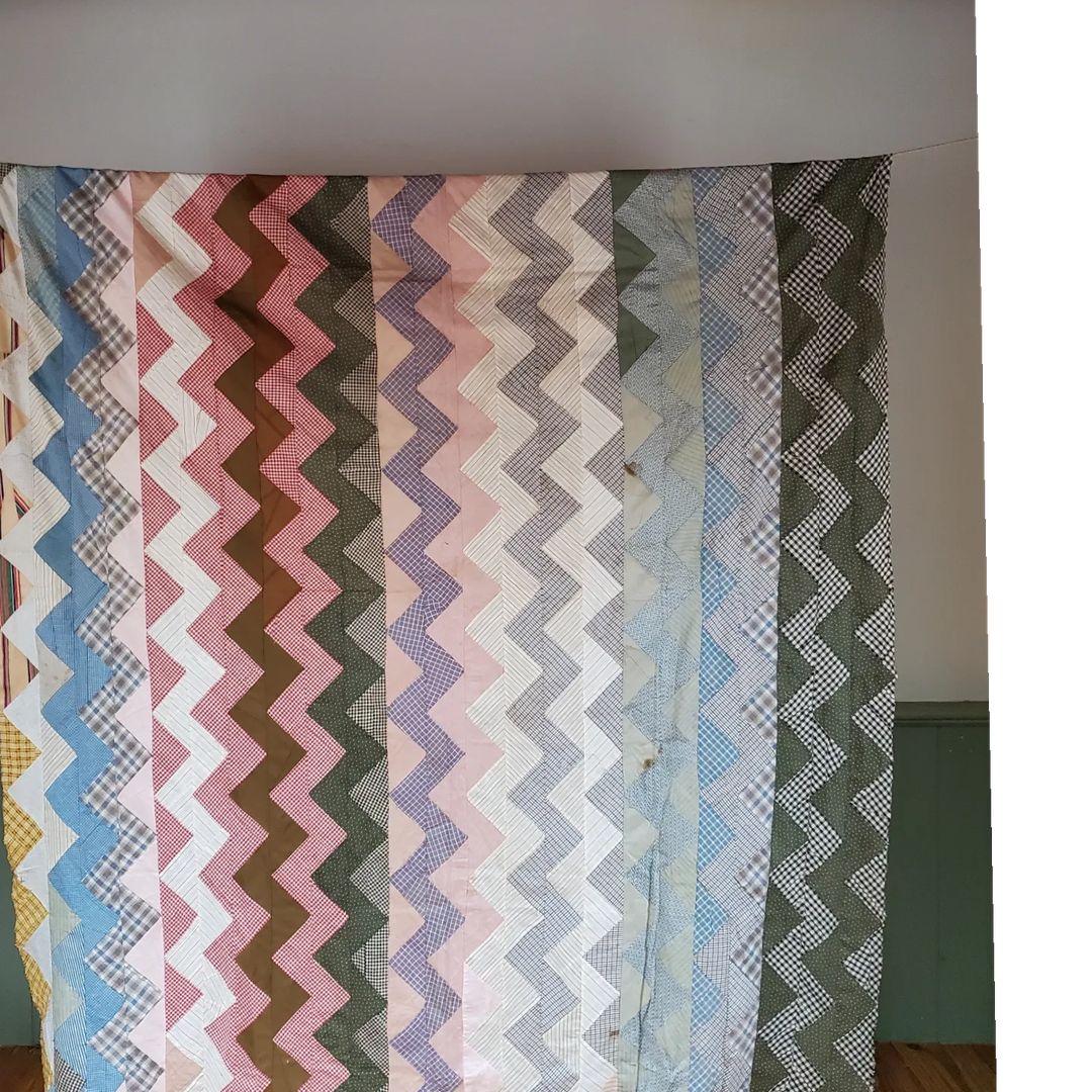Zig Zag, Shirting Quilt Top