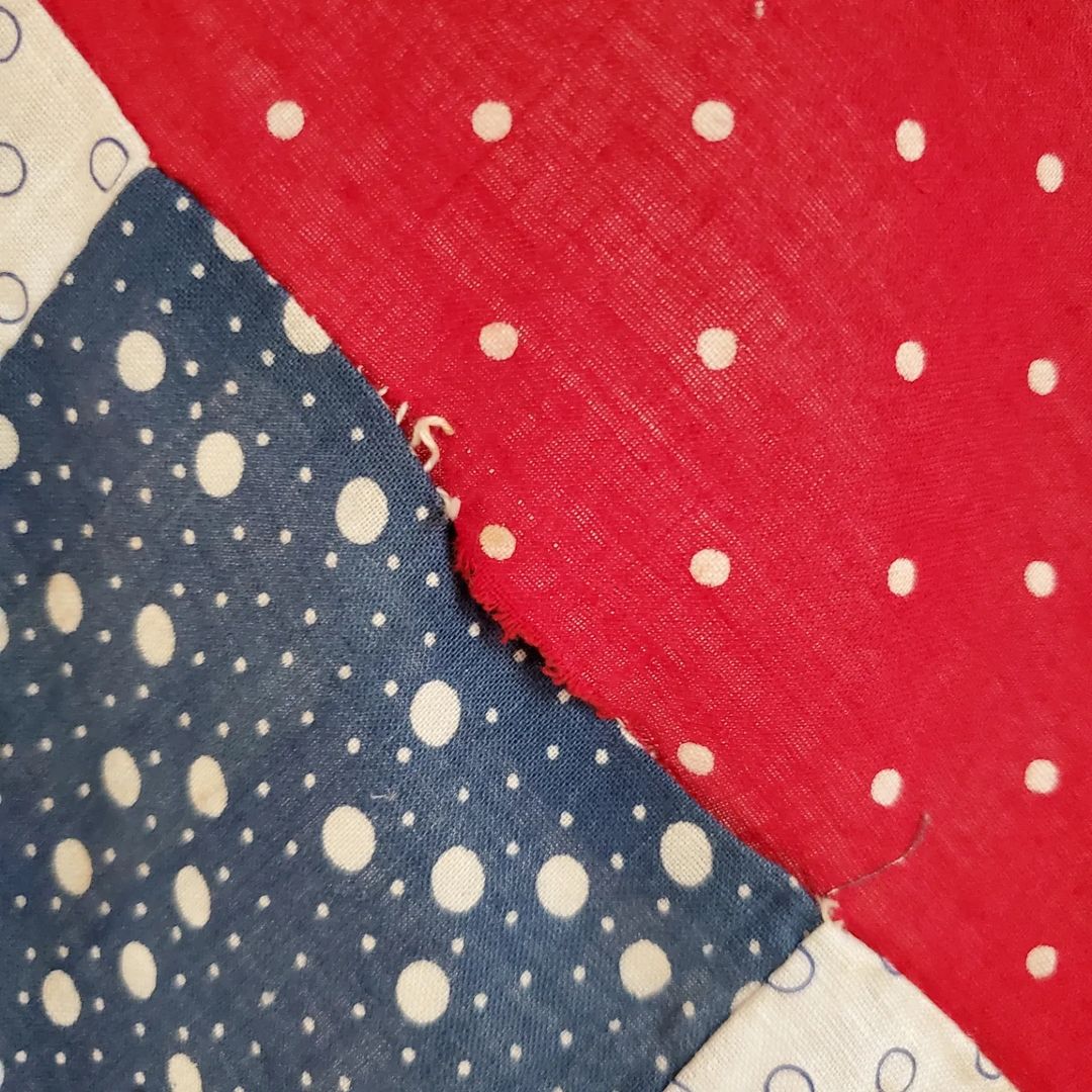 Red white and Indigo 9 Patch Quilt