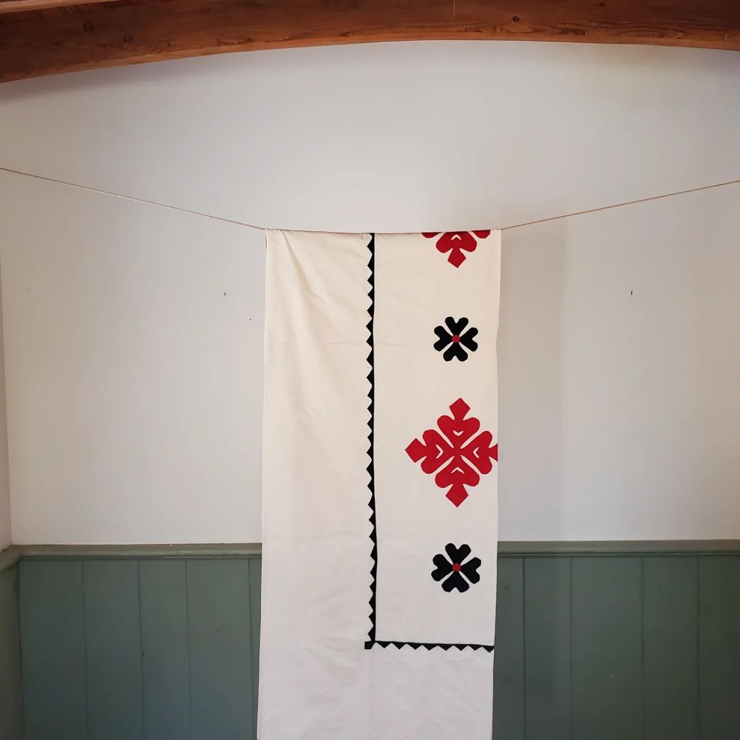 Black and Red Applique Quilt Top
