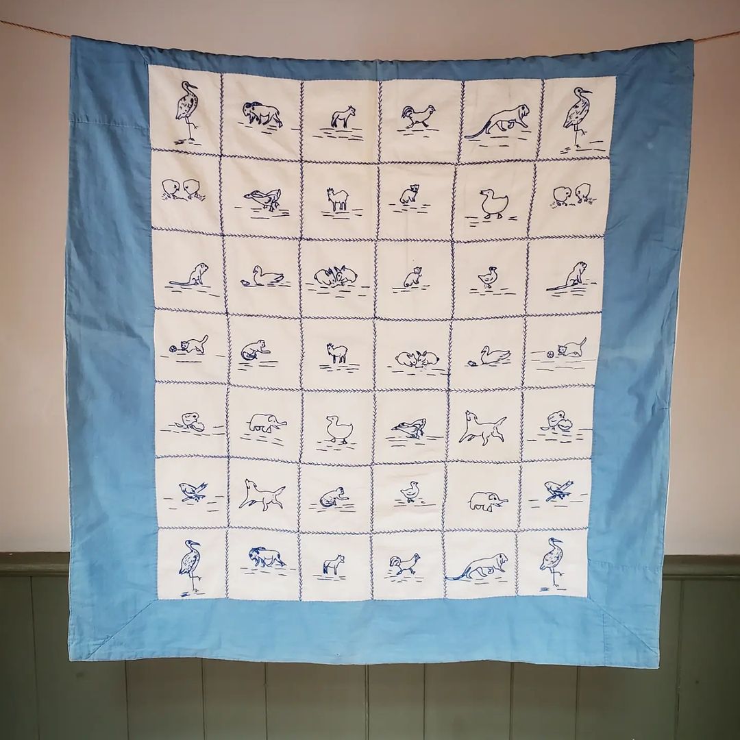 Blue Work Crib Quilt