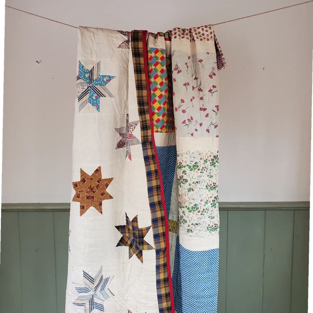 8 Point Star Sack Cloth Quilt