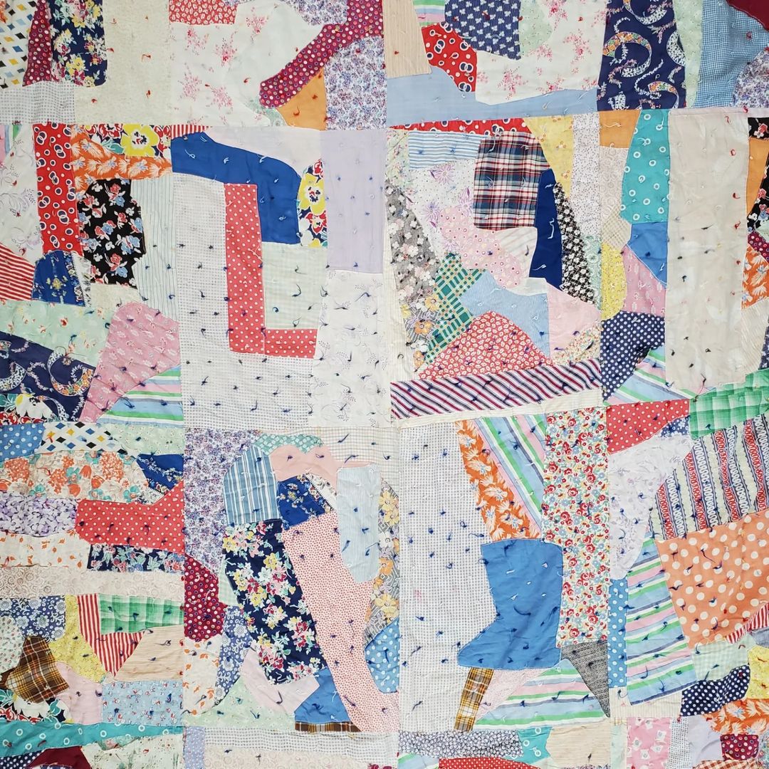 Crazy Sack Cloth Quilt