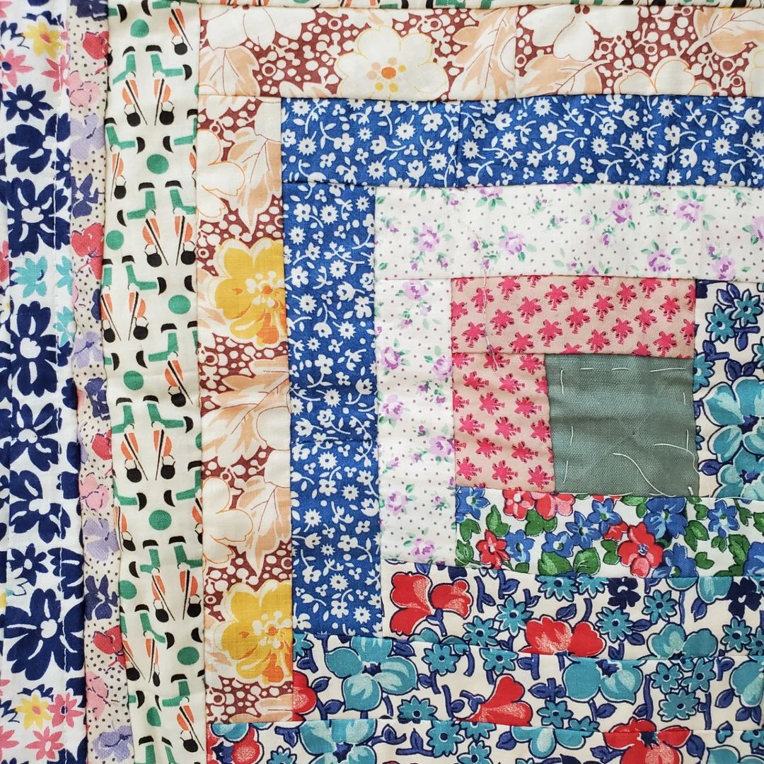 Floral Log Cabin Quilt