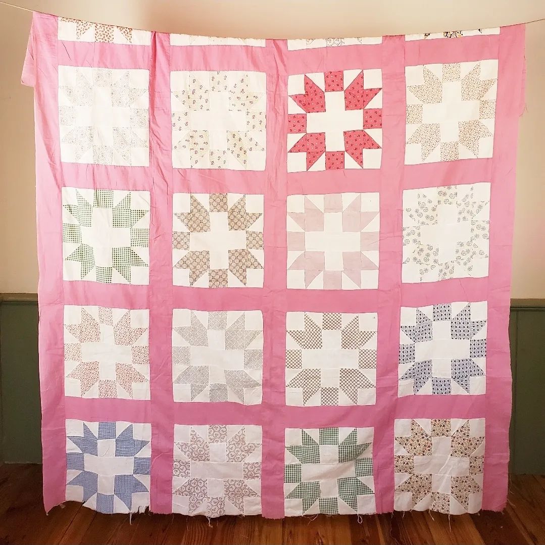 Pink Sashed Quilt Top