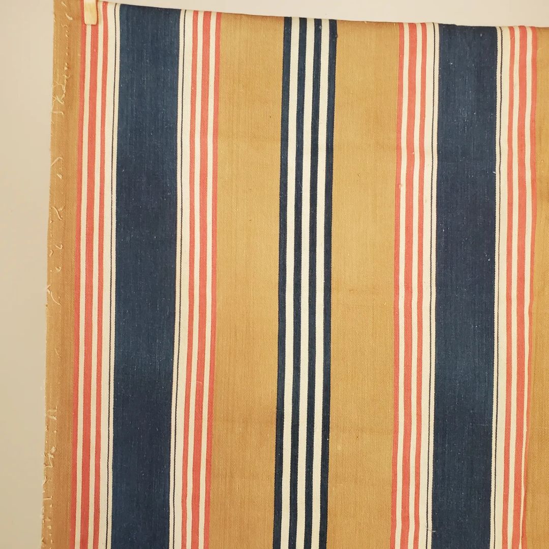 Caramel, Red & Navy French Ticking