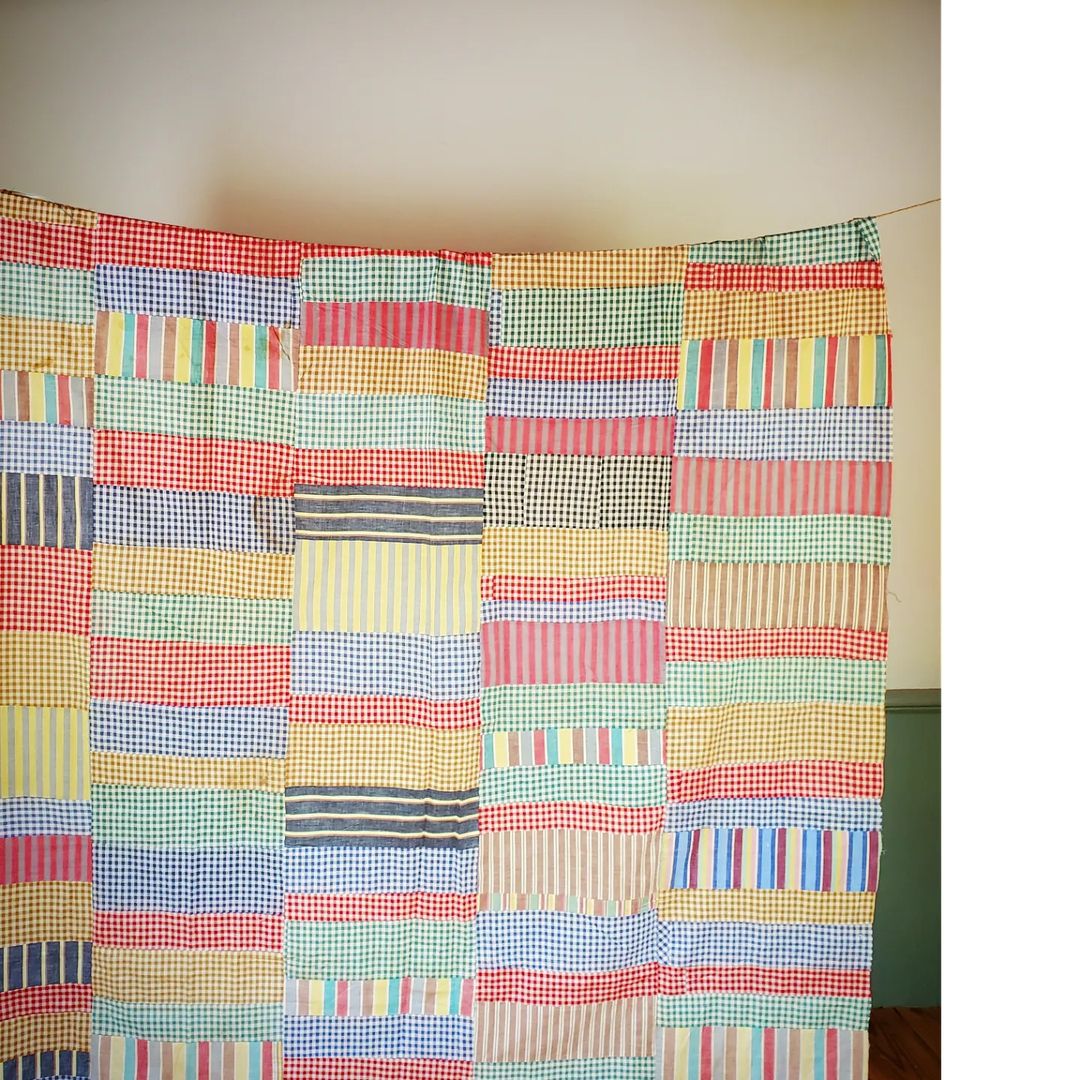 Gingham and Stripes Quilt Top