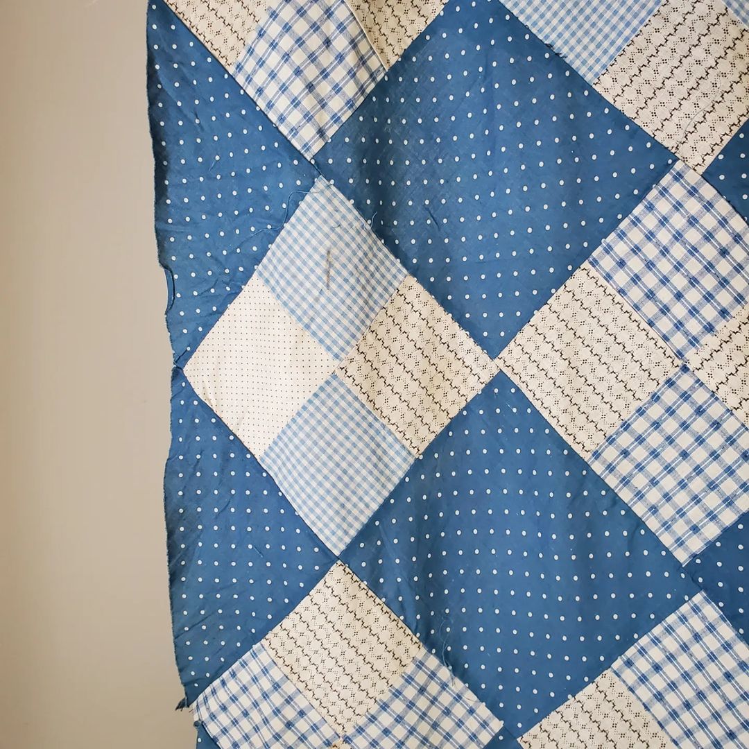 Blues 4 Patch Quilt Top