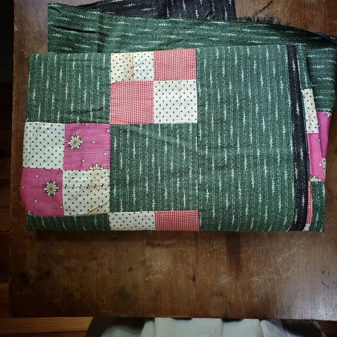 Green 4 Patch Quilt Top