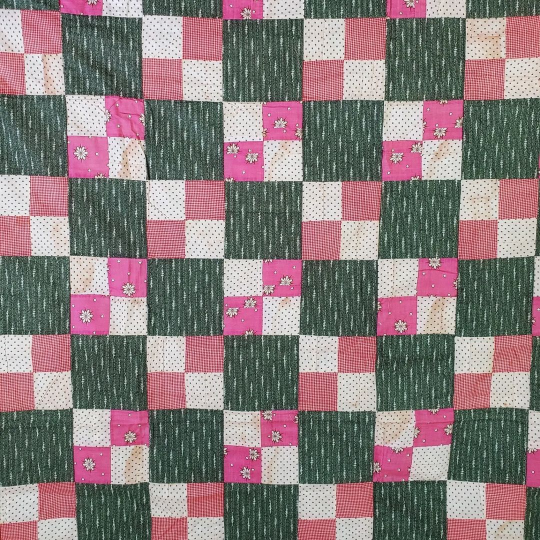Green 4 Patch Quilt Top