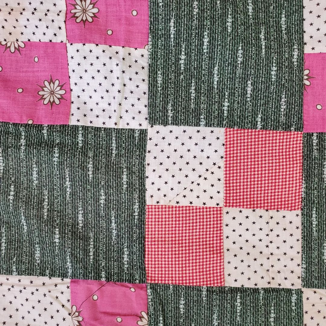 Green 4 Patch Quilt Top