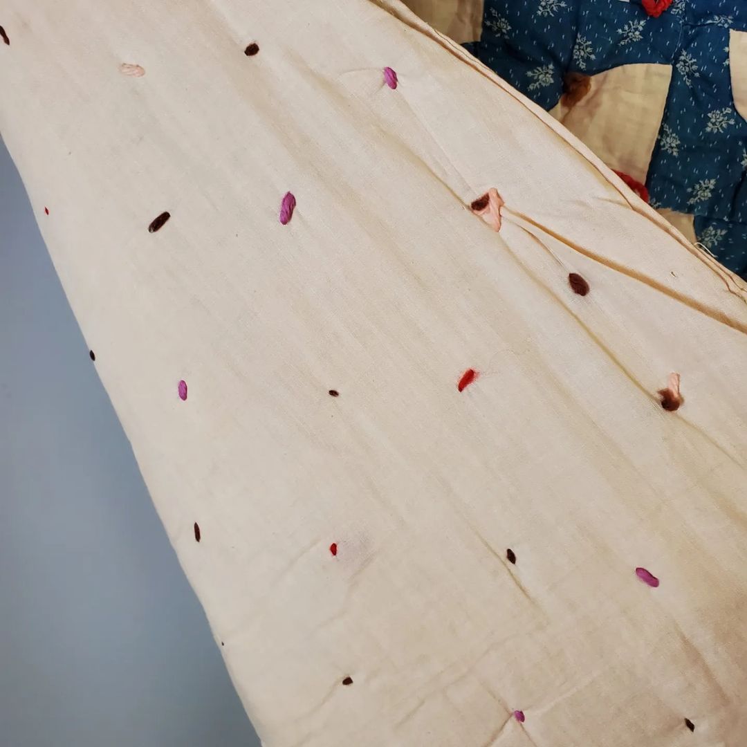 Hand Tied Drunkard's Path Quilt