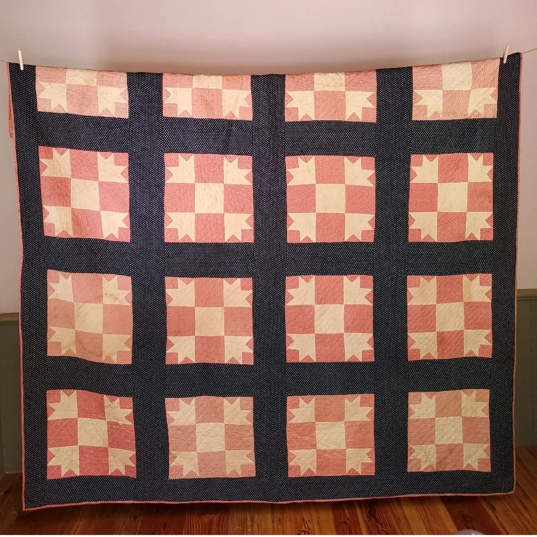 Navy and Double Pink Paw Quilt