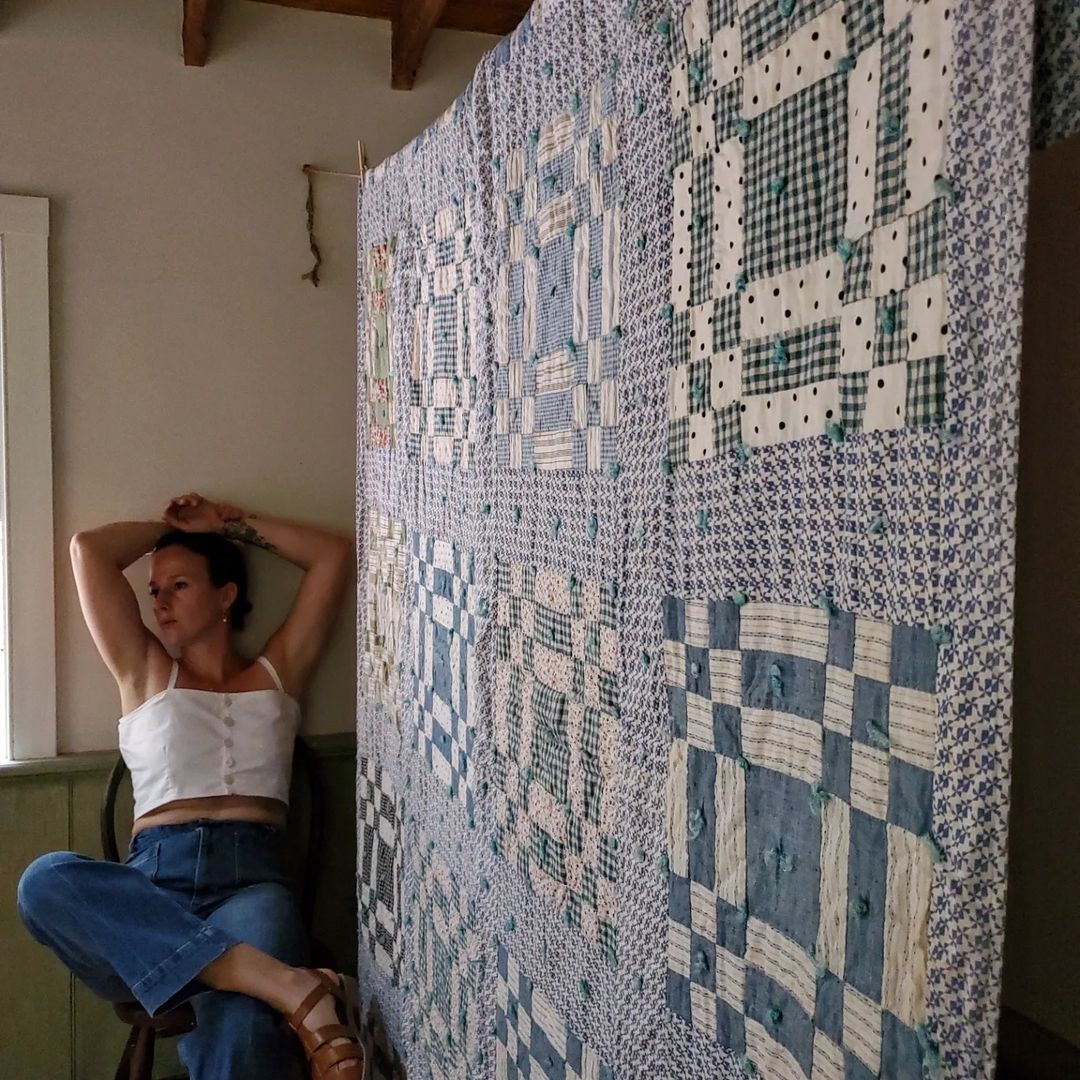 Hand Tied Blue Quilt