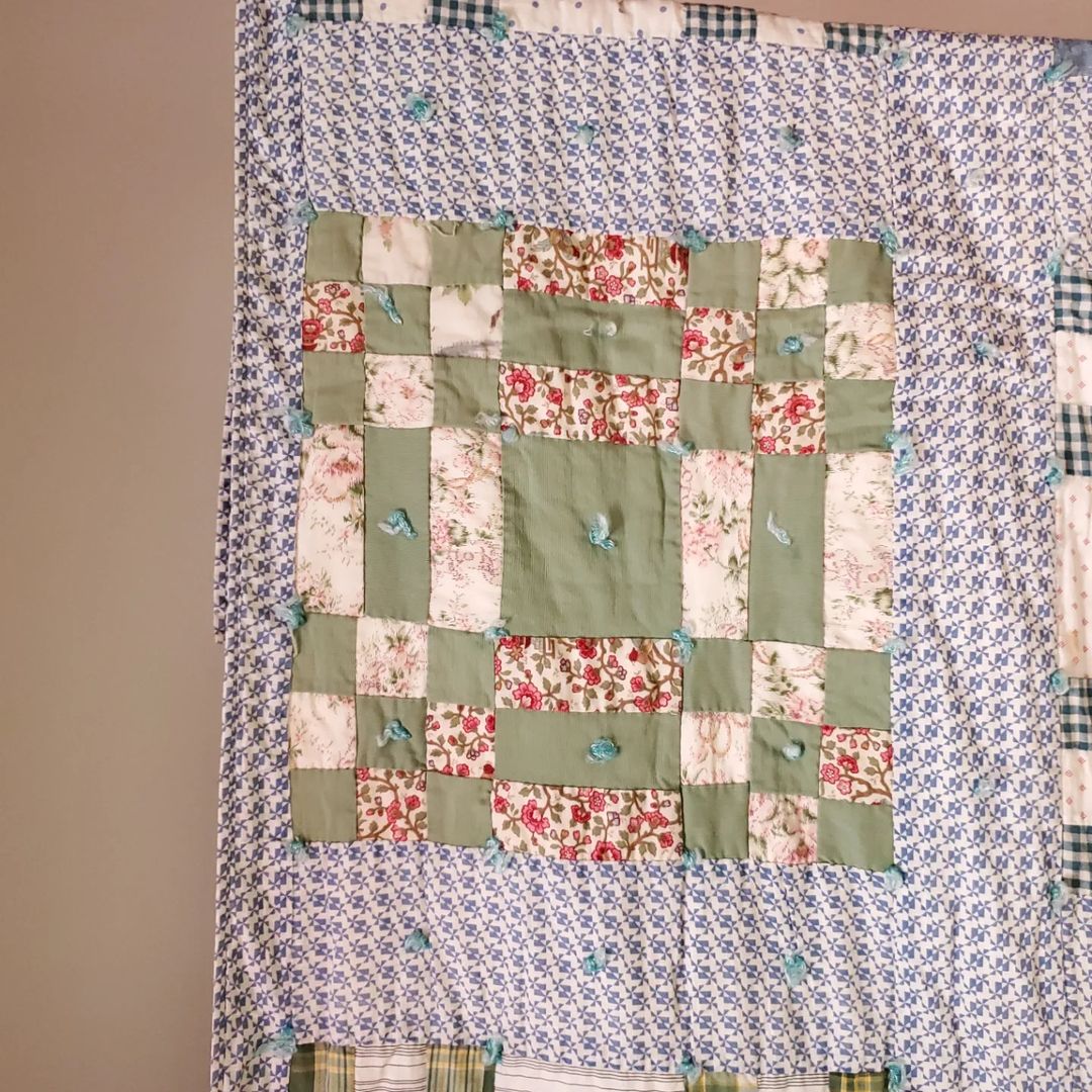 Hand Tied Blue Quilt