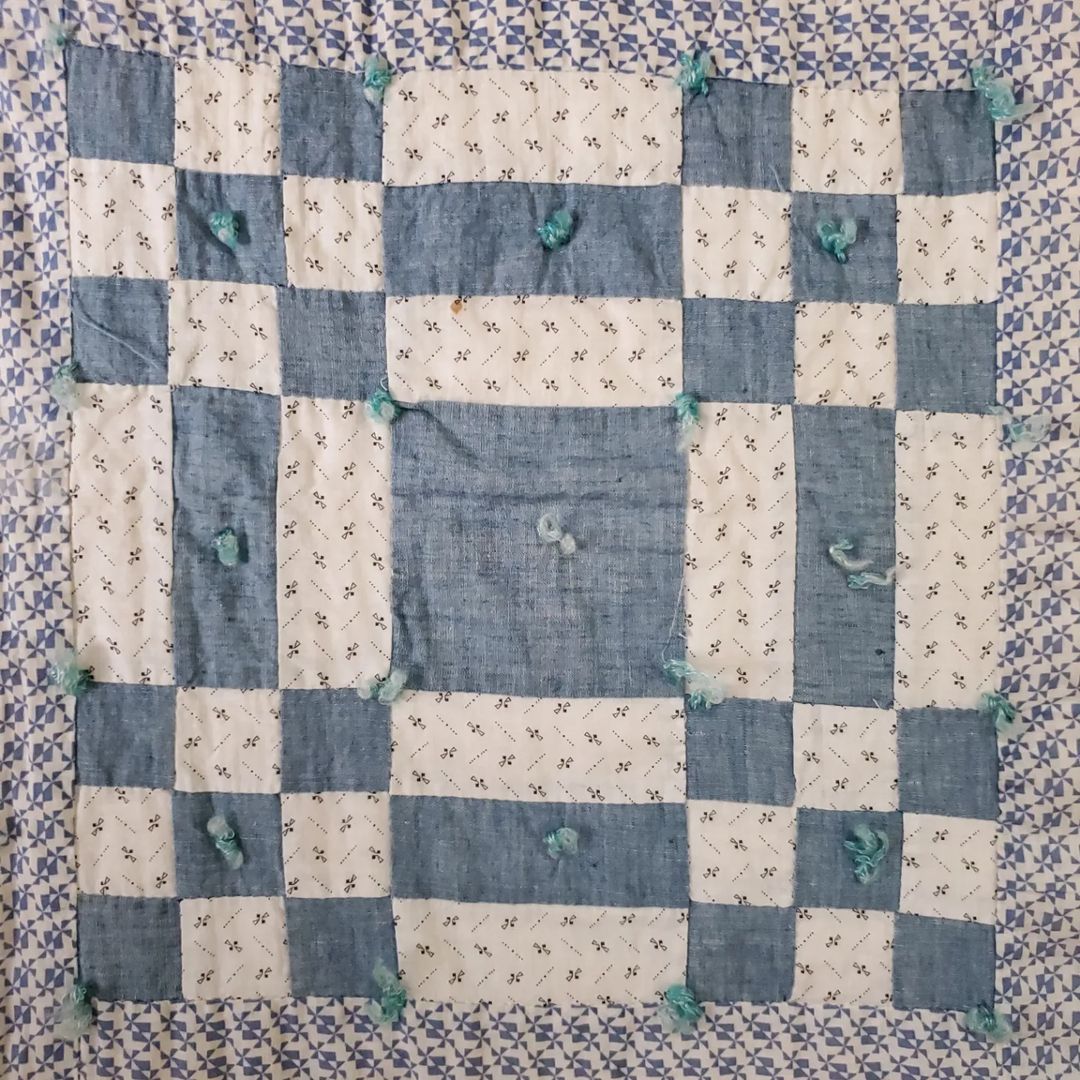 Hand Tied Blue Quilt
