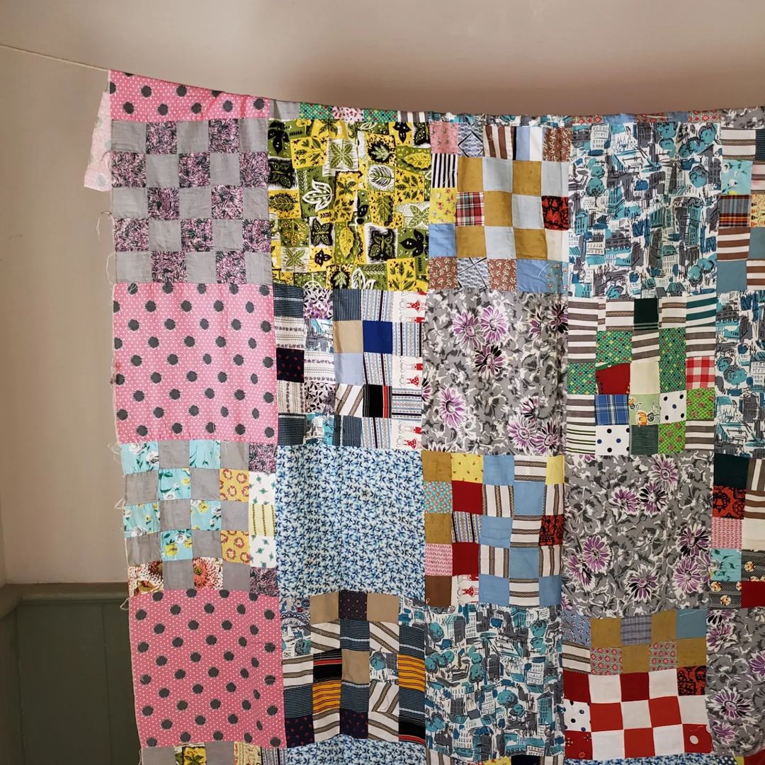 25 Patch Sack Cloth Quilt Top