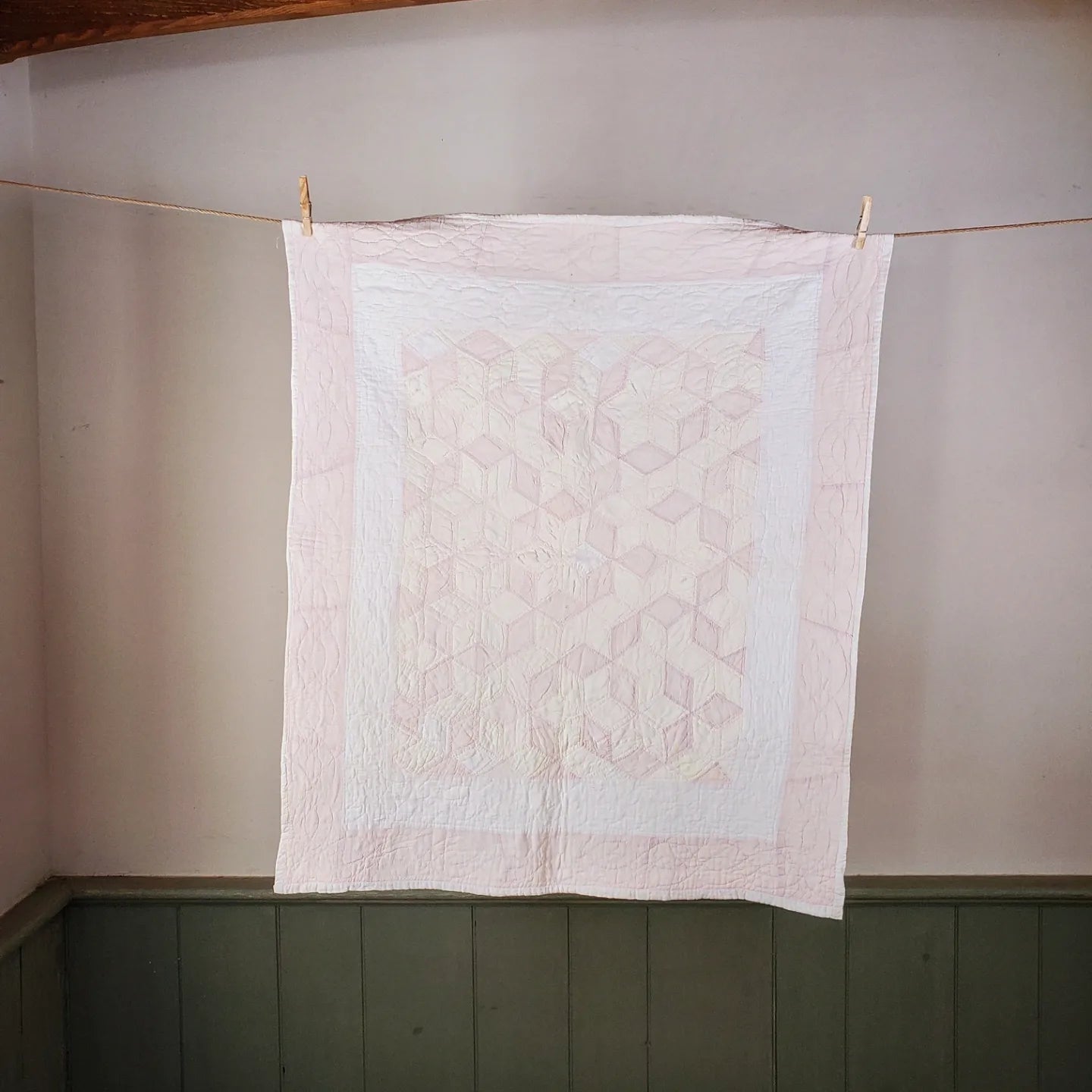 Pale Pink Vintage Crib Quilt