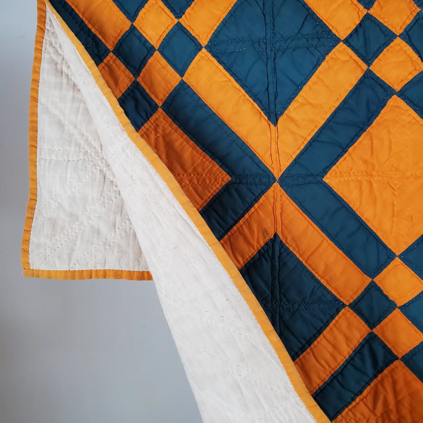 Antique Cheddar and Indigo Blue Quilt