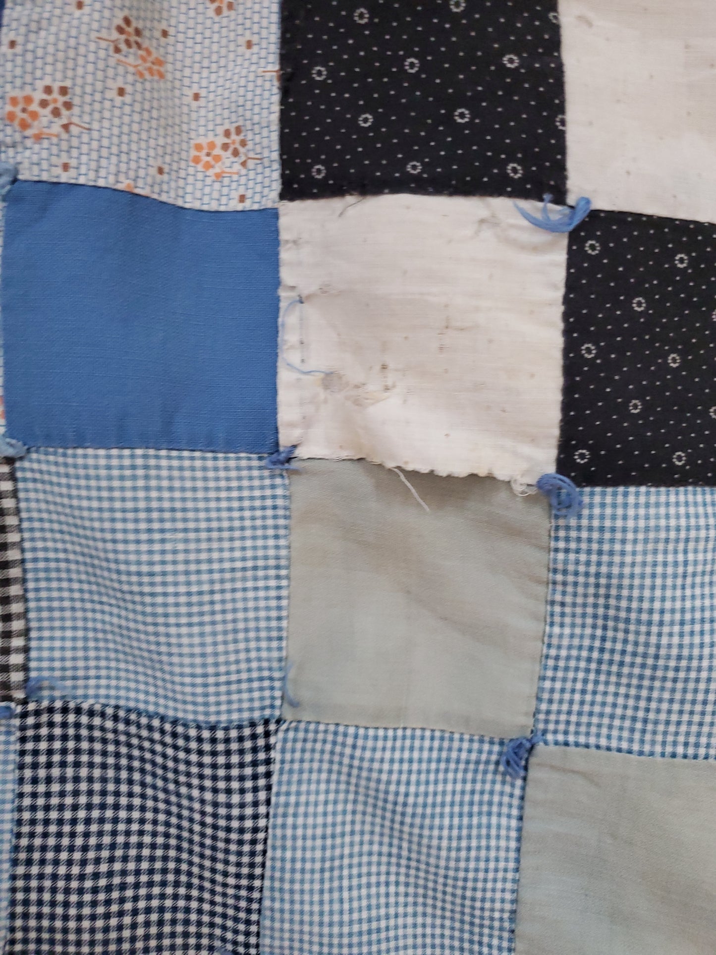 Hand Tied, Scrappy, Multi-Color Vintage Quilt, ca 1950