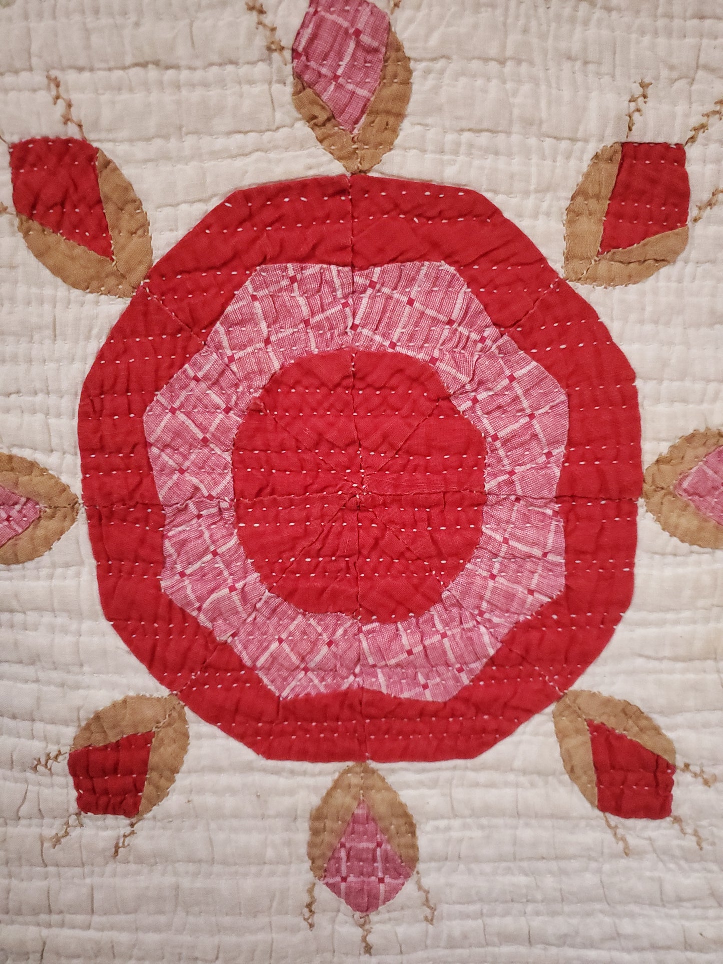 Rose & Rosebud Handmade Antique Quilt