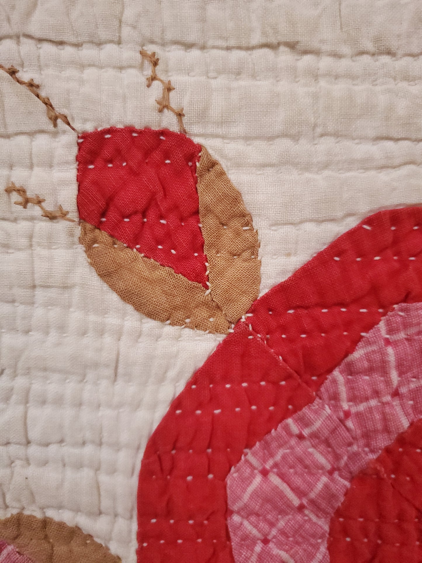 Rose & Rosebud Handmade Antique Quilt