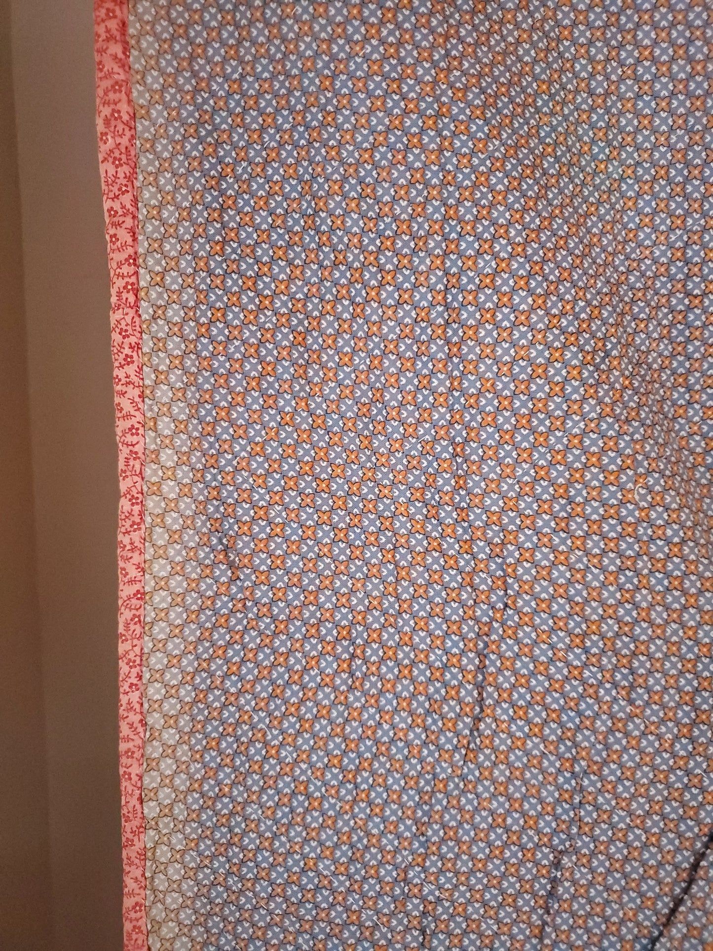 Double Pink & Yellow Calico & Shirting Antique Quilt