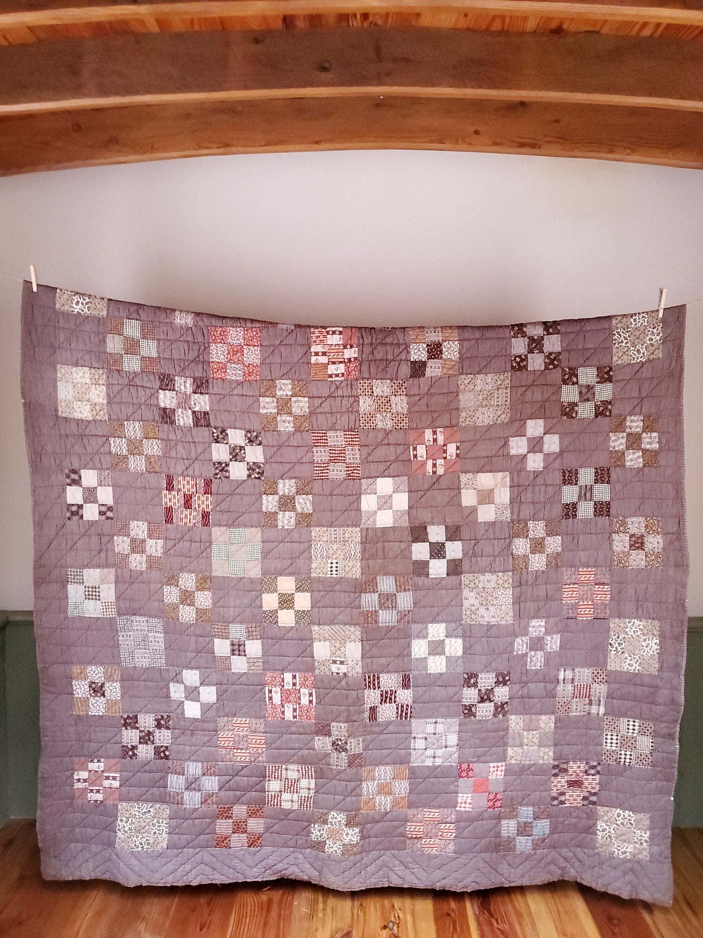 19th Century Nine Patch Antique Quilt